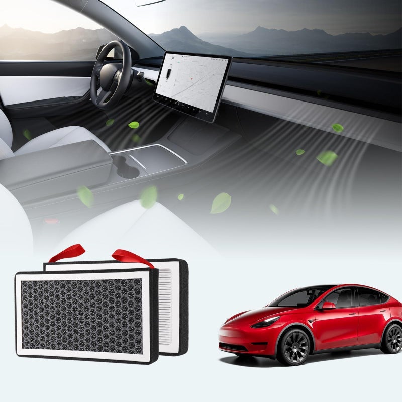 BASENOR Upgraded Tesla Model Y&3 HEPA Air Filter  [OEM Filter Replacement] Cabin Air Filter with Activated Carbon for 2017-2025 Model 3 2020-2026 Model Y [Fit 2025 2026 Model Y Juniper Launch] - Image 1